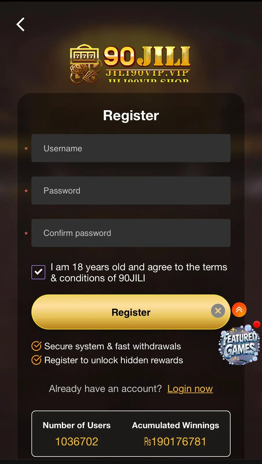 90JILI Game Register and Login Process