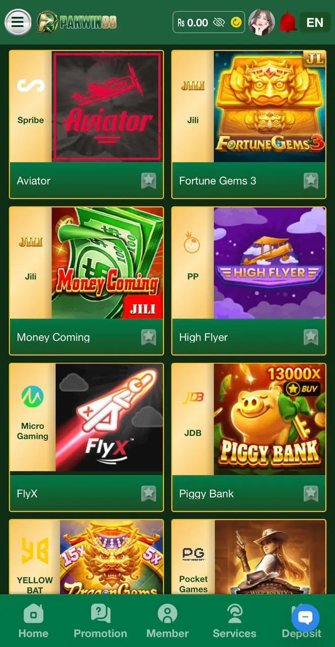 Pakwin88 Game Home Page.